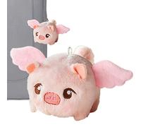 Dinchaakuarry Pig Plush - Ange Soft Toy, pas de piles requises, Whistle Built-In, Hangable Stress Relief Mignon Animal, Fun Gift for Boys Girls Women Men Adults Kids | Playtime and