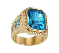Dinchaakuarry Rhinestone Rings - Finger Rings | Size 7/8/9/10/11/12/13 Blue Rhinestone Hip Hop Rapper Costume Finger Jewelry for Wedding