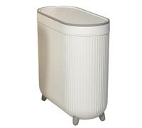 Dinchaakuarry Slim Bathroom Garbage Can - Lid Waste Bin, Toilet Paper Trash Narrow Compact Design Easy Clean Small Space Container | Ideal for Corner Storage, 12.6x5.51x11.81 inches