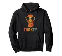 Dinde avec Lunettes Turkey Rétro Humour Thanksgiving Automne Sweat à Capuche