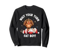 Dinde de Thanksgiving drôle Contre Le Père Noël : Attendez Votre Tour, Gros garçon Sweatshirt