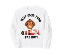 Dinde de Thanksgiving drôle Contre Le Père Noël : Attendez Votre Tour, Gros garçon Sweatshirt