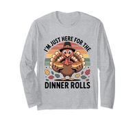 Dinde de Thanksgiving rétro I'm Just Here for The Dinner Rolls Manche Longue