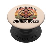 Dinde de Thanksgiving rétro I'm Just Here for The Dinner Rolls PopSockets PopGrip Adhésif