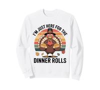 Dinde de Thanksgiving rétro I'm Just Here for The Dinner Rolls Sweatshirt