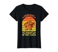 Dinde la Plus Cool dans Le Troupeau pour l'automne, l'automne, l'Action de grâce T-Shirt Graphique avec Valeur, Femme, Noir, S