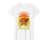 Dinde la Plus Cool dans Le Troupeau pour l'automne, l'automne, l'Action de grâce T-Shirt Graphique avec Valeur, Femme, Blanc, L