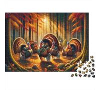 Dindons de Forêt d’Automne 1000 Pièces Puzzle Dindons Sauvages dans Les Bois Carton Épaix Parents & Enfants Loisirs à la Maison 70x50cm