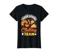 Dîner automnal Amusant pour l'équipe de Cuisine de Thanksgiving, Maman, Grand-mère, Tante T-Shirt Graphique avec Valeur, Femme, Noir, M