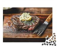 Dîner de Steak Puzzle 1000 Pièces Papier Puzzle pour Adultes Scène Gourmande Concentration Interaction Familiale Cadeau Décoration Détente 70x50cm/1000pcs