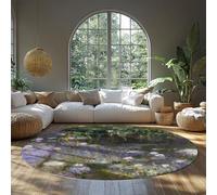 Dîner sous la Table galerie Tapis d’été étang nénuphars avec Fleurs de Lotus Impression Cercle Tapis pour l’étude à Domicile Chambre à Coucher 213cm（Rond）