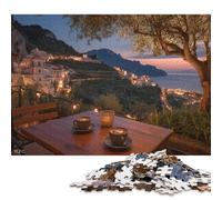 Dîner sur la côte amalfitaine Puzzles en Bois Adultes 1000 Pièces Jeux Éducatifs Jeu De Défi Familial DécoRation Intérieure Cadeaux d'anniversaire pour Stress Relief Toy 1000pcs (75x50cm)