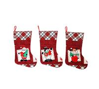 DINESA Lot de 3 chaussettes de Noël à suspendre pour cheminée, sapin de Noël, décoration de vacances en famille, Père Noël, bonhomme de neige, élan