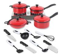 Dinette - cuisine,Jouets de simulation de maison de jeu de cuisine pour enfants,casseroles,plats,ustensiles de - Rouge[B2043]