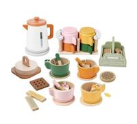 Dînette en Bois Éducatif Jeu D'imitation , Service À Thé Quatre Couleurs , 0,98 Kg