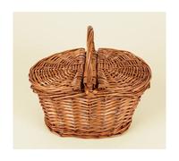 Dinette en metal dans panier en osier Orange