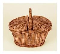 Dinette en metal dans panier en osier Orange