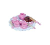 New Classic Toys Plateau de Café/Thé Ensemble avec Gâteau à Découper Jeu d’Imitation Éducative pour Enfants, 620, Pink