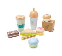 Dinette - NEW CLASSIC TOYS - Ensemble de jeu avec café à emporter - Bois - 22 pièces - Couvercles auto-agrippants