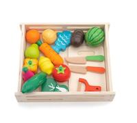 Dinette Plateau d'Aliments pour Enfants Montessori Robincool Eco Fruit Fabriqué en Bois Écologique 17 accessoires magnétisés