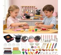 DîNette pour Enfant, Kit Cuisine Enfant Montessori, Kit Ustensiles De Cuisine Enfants, Fruit Legume Enfants Dinette, Jouet éDucatif CréAtif en Abs SéCurisé, pour Les Jeux De RôLe (Rose 110 pièces)