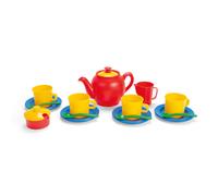 Dinette service à thé - 17 pièces en filet vert, rouge, jaune et bleu TU