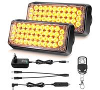 Dinfu 2pcs Gyrophare LED sans fil avec télécommande 12V rechargeable Lampe d'avertissement jaune 5 modes rechargeable portable led flash avec câble de charge pour voiture tracteur automobile camion
