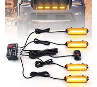 Dinfu Lot de 4 lampes COB 40 W LED clignotantes orange 18 modes stroboscopiques pour voiture, tracteur, camion