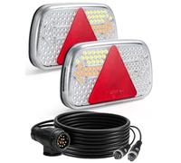 Dinfu Lot de feux arrière LED pour remorque - Fiche 13 broches - Certifié E - Avec câble de 7,5 m - Pour remorques, camping-cars, camions, caravanes