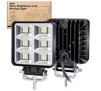 Dinfu phare de travail led tracteur,2 x 144W 4" LED Projecteur de travail Phares Longue Portee led IP68 Spot offroad Lumière pour Voiture Camion Tracteur SUV Bateau