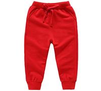 Ding-dong Bébé Enfant Garçon Fille Coton Pantalon de Sport（Rouge,6Ans）
