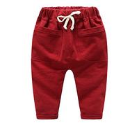 Ding-dong Enfant Garçon Coton Poches Pantalon de Sport(Rouge,3Ans)