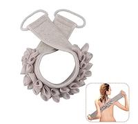 DINGC Eponge Exfoliante Dos avec Fleur De Bain, Douche avec Poignée Des Deux Côtés, Laveur de Dos Exfoliant pour Douche et Bain, Retire les Peaux Mortes Corps (Brun 70cm)