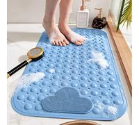 DINGC Tapis Douche Antiderapant avec Ventouses et Trous de Drainage, Tapis de Douche avec Coussin Massant, Tapis de Bain Douche Grand pour la Douche de Salle de Bain 70x40(Bleu)