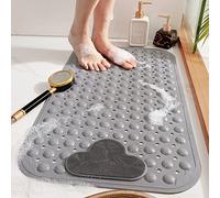 DINGC Tapis Douche Antiderapant avec Ventouses et Trous de Drainage, Tapis de Douche avec Coussin Massant, Tapis de Bain Douche Grand pour la Douche de Salle de Bain 70x40(Gris)