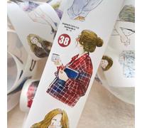 DingDing Vol11-38 A Cup of Coffee or Tea, Washi Paper of Pre-cut Washi Tape Stickers, 1,97 x 10,94 YD, Design original de caractère pour scrapbooking, journal, journal, journal, bullet journal