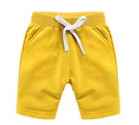Dingdong Bébé Enfant Garçon Eté Coton Shorts(Jaune,5Ans)