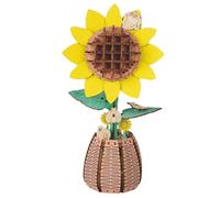 DINGFDENG Puzzle 3D Bois Tournesol - Kit Construction Fleur Artificielle à Assembler, Maquette Bois Adulte Cadeau Créatif, Déco Maison Bureau Modèle Décoratif, Atelier Créatif DIY Cadeau Anniversaire