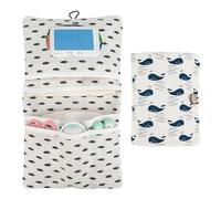 DINGFEG Sac Organizer Change 2 en 1 Trousse Portant Bébé - Sac à Langer Compact avec Matelas, Kit Renfermable pour Maman Active - Motif Feuille Plume Baleine