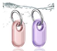 Dingfeiyu Étuis pour Samsung Galaxy SmartTag2, Housse avec Porte-Clés pour Animaux Portefeuilles et Bagages, SmartTag2 Locator Tracker Key Finder Cover (Rose + Violet)