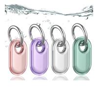 Dingfeiyu Étuis pour Samsung Galaxy SmartTag2, Housse avec Porte-Clés pour Animaux Portefeuilles et Bagages, SmartTag2 Locator Tracker Key Finder Cover (Clair + Vert + Rose + Violet)