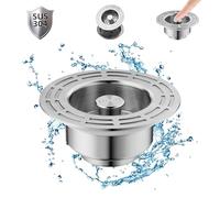 DINGFENG 3 en 1 Bonde Evier Cuisine, Inoxydable Bouchon Evier Filtre Evier Cuisine - avec Grille Passoire Anti Colmatage, Universel Cuisine Accessoires pour Un Trou d'évier de 70-86mm