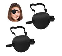DINGFENG Cache Oeil Patchs Patch, 2 PièCes d'oeil Strabisme Masque pour Les Yeux Cosplay Patchs Oculaires RéGlables Cache-œIl De Pirate Ajustable Masque pour Les pour Le De L'Amblyopie Humaine (Noir)