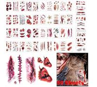 DINGFENG Halloween 280 Pcs 50 Tatouage Visage Maquillage Effrayant Adulte