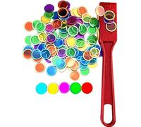 DINGFENG Jeton Magnetique Enfant Bingo Jeux Pion Magnétique Kit,1 Bâton Magnétique + 100 Jetons Loto, Jetons Magnétiques avec Stick, Jeu éducatif Pouret Accessoire Pratique de Stockage