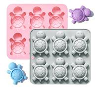 DINGFENG Moule Silicone 6 Cavités Forme Tortue - 4,5 x 6,3 cm, Ustensile Pâtisserie Antiadhésif pour Chocolat, Gelee, Pudding, Glace, Seconde - BPA-free, Passe Four et Congélateur