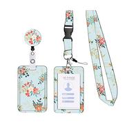 DINGFENG Porte Badge Retractable Tour de Cou avec Porte Carte Enrouleur Neck Strap pour Carte D'Identité, Bus et Les Clés