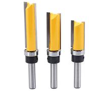 DingGreat 3Pcs 8mm Tige Fraise à Affleurer, Fraise à araser Fraise à Copier Avec Roulement Supérieur, Outils de Fraisage de Menuiserie