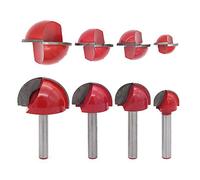 DingGreat 4 Pcs 6mm Tige Routeur Core Box Bits CNC Fraise à Rainure Ronde Outils à Bois 16mm/22mm/25mm/32mm