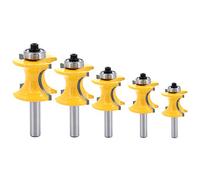 DingGreat 5Pcs 8mm Tige Bullnose avec colonne Perle visage/Moulure Router Bit, Fraise à Bois Coupe Rayon 1/4" 3/8" 1/2" 5/8" 3/4", Outile Pour Menuiserie